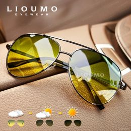 Lunettes de soleil pilotes de mode pour hommes polarisés Pochromic Day Night Glases Driving Femmes Chameleon Goggles Unisexe Sonnenbrille 240417