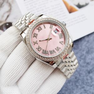 Fashion Pink Dial Womens Watch Self-Winding Mechanical Watch Original Sweet en acier inoxydable HOMMES COUPLES COUPLES TRAVE