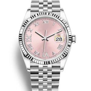 Mode roze luxe horloge automatisch mechanisch uurwerk armband dames heren diamanten horloges polshorloges