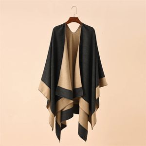 Ponchos à carreaux de mode pour femmes hiver chaud épais châles et enveloppes surdimensionnés cachemire Pashmina femme Bufanda Mujer luxe 231229