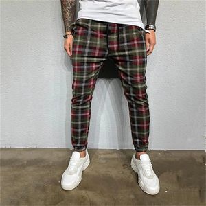 Mode-Plaid Print Mens Designer Broek Fashion Pockets Mens Skinny Broek Casual Mens Running Broek Mannen Kleding