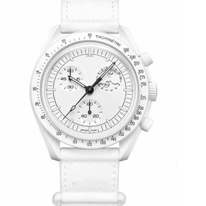 Fashion Planet Moon Watches Mens Top Luxury Brand Sport imperméable Sport Wristwatch Chronograph Leather Quartz Swatchwatchs