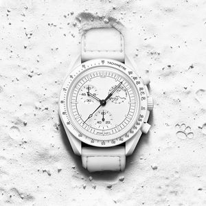 Fashion Planet Moon horloges heren top luxe merk waterdichte sport polshorloge chronograaf lederen kwarts swatchwatches
