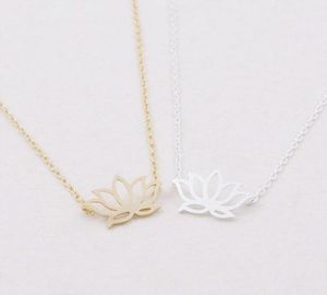 Mode plant lotus hanger verguld goud zilver ketting voor vrouwen cadeau Whole7346279