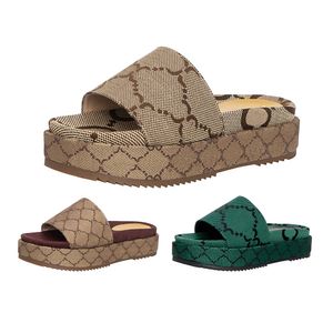 mode platform sandalen borduren Slides voor dames hoge kwaliteit pantoffels schoenen hoogte Toenemende bloemen bedrukte sandaal heren beige bruine platte schoen met dikke bodem