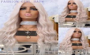 Mode Platinum Blonde Partie centrale 13x4 Lace Front simulation perruques de cheveux humains vague d'eau sans colle pleine dentelle perruques noeuds blanchis f6000175