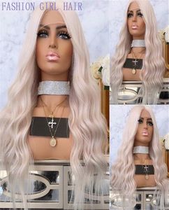 Mode Platinum Blonde Partie centrale 13x4 Lace Front simulation perruques de cheveux humains vague d'eau sans colle pleine dentelle perruques noeuds blanchis f1415170