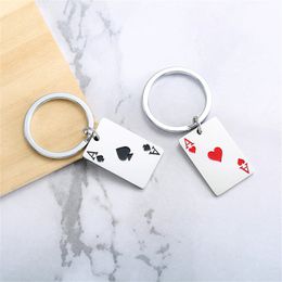 Mode carte à jouer porte-clés Simple as de pique métal pendentif pour hommes voiture sac à dos porte-clés Couple breloque accessoires cadeau