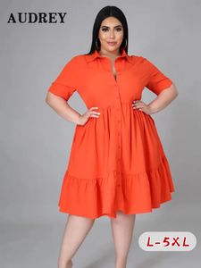 Mode Plus Taille Casual Blouse Robe Élégante Ruché Parti Dames Robes pour Femmes 2023 Robes Bureau Vêtements D'été 5xl 240202