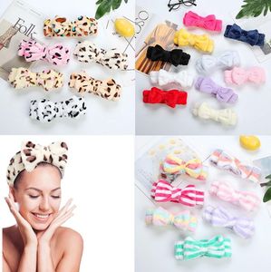 Fashion Plush Coral Fleece Bow Leopard Print Headbands for Women Girls Elastic Makeup Wash Face Velvet Headwrap Hair Accessories