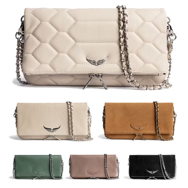 Moda Pochette Rock Swing Your Wings Zadig Voltaire bolso bolso de mano para mujer Hombro Diseñador hombre Cuero genuino honda de ala Embrague de moda de lujo Bolsos cruzados