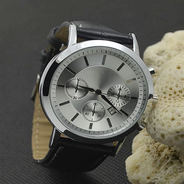 Mode populaire décontracté haut marque hommes montre bracelet en cuir montres à Quartz A033212