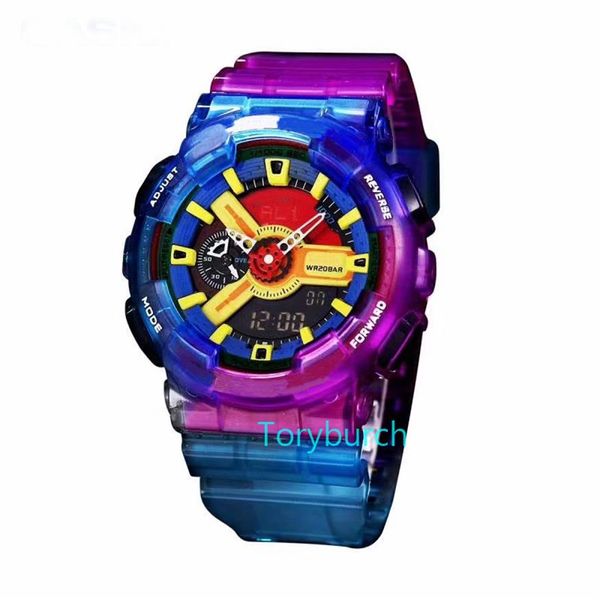 Moda Popular colorido púrpura duall relojes luminosos deportivos casual Hombre Reloj electrónico Reloj de pulsera para Hombre 220o