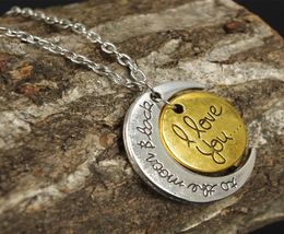 Mode populaire créateur lettre je t'aime belle lune romantique pendentif circulaire collier pour femmes filles 5421309