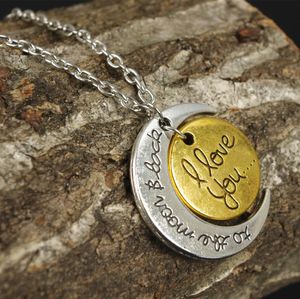 Diseñador de moda popular Carta TE AMO encantador collar con colgante circular de luna romántica para mujeres niñas 3061587