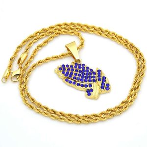 Mode- mains en prière diamants pendentif colliers pour hommes collier de luxe en acier inoxydable chaînes cubaines bijoux de mode en cristal coloré