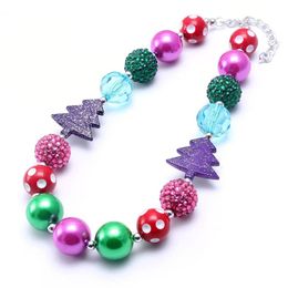 Mode joli arbre enfant gros collier cadeau de noël tout-petits filles Bubblegum perle gros collier bijoux cadeau pour les enfants