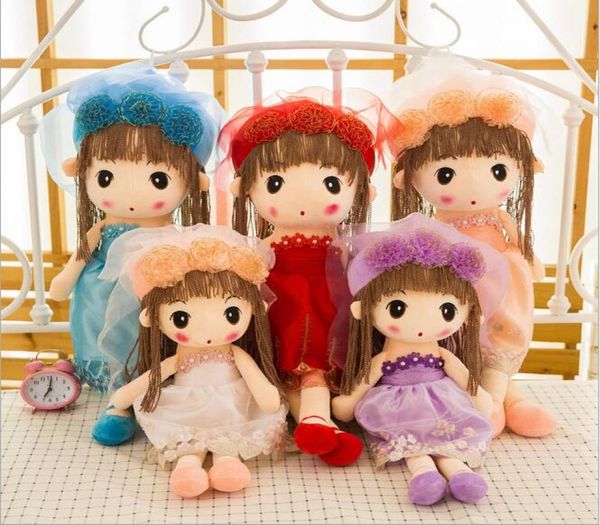 Mode princesse mariage doux jouets en peluche poupées à la main en peluche poupée avec robe de beauté douce cadeau d'anniversaire bébé fille Toys6152773