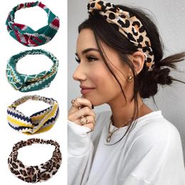 Mode print knoop vrouwen bohemian hoofdband vintage haarband meisjes hoofddeksels luipaard sport zweethoofdband haaraccessoires geschenk DHL