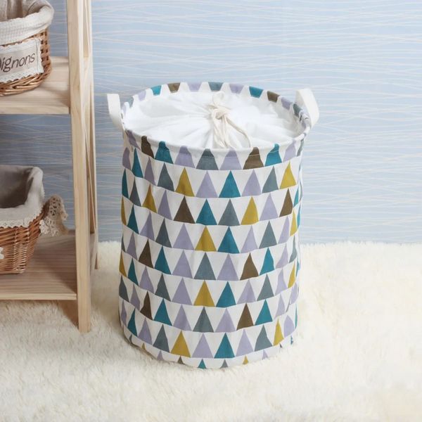 Panier à linge imprimé à la mode avec doublure à cordon, sac de rangement pliable portable, panier pour jouets d'enfants, panier à vêtements sales 240219