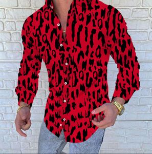 Mode afdrukken heren t shirts afdrukkendesigner patroon lange mouw vrijetijds losse mannelijke t-shirt high street kleding knop boven 3xl plus size hombre blouse