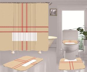 Juegos de cortinas de ducha con estampado fresco, juego de cuatro piezas de alta calidad, juego de desodorante antideslizante para baño, alfombrillas de baño
