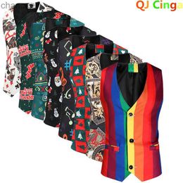 Mouwloze tankjas voor heren met enkele rij knopen en V-kraag met modeprint Verkrijgbaar in 23 kleuren voor heren Kerstvest HKD230828