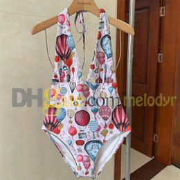 Mode afdrukken Swimwear Sexy Backless Halter One Piece Swimsuit Designer Women Vacation Biquinis Letter Bikinis Hot Spring Bathing Suit