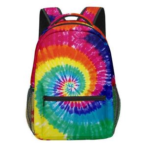 Mode print tie-dye patroon campus studenten schouder rugzak schattige schooltas