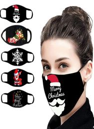 Masque en plein air imprimé de Noël imprimé Unisexe Unisexe respirant réutilisable Santa Christmas Bear Bonne année Masques en coton noir4882956