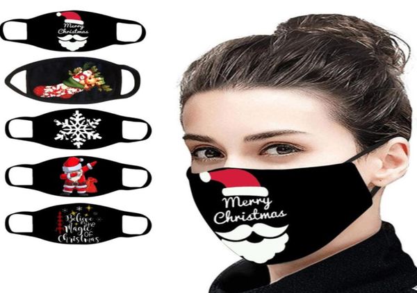 Masque de visage extérieur imprimé de Noël imprimé unisexe respirant réutilisable de cerf de Noël de Noël bonne année masques en coton noir2972885