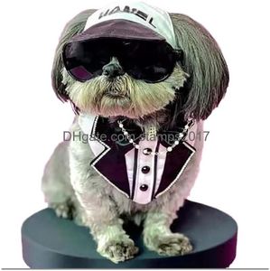 Casquette de chien imprimée à la mode, chapeau de soleil réglable de styliste Teddy Schnauzer, chapeaux d'extérieur P O, ornements de cheveux, livraison directe Dhqso
