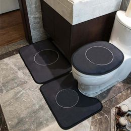 Couvre-siège de toilette imprimé à la mode, tapis en forme de U pour salle de bain, ensemble de 3 pièces, paillasson confortable et antidérapant pour la maison, Carpet304n
