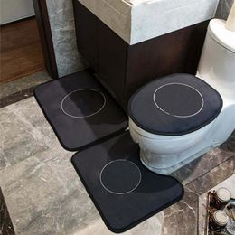 Coprisedili per WC stampati moda Toilette per bagno Tappetini a forma di U 3 pezzi Set Comodo zerbino antiscivolo per la casa Tappeto283h