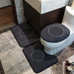 Mode imprimé siège de toilette couvre salle de bains toilettes U forme tapis 3 pièces ensembles confortable antidérapant maison paillasson Carpet337r