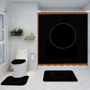 Rideaux de douche imperméables imprimés à la mode tapis antidérapants salle de bain quatre pièces ensemble maison lettre tapis de couverture de toilette