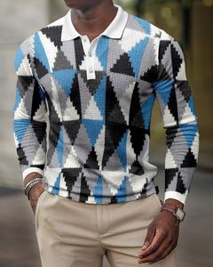 Modedruck Designer Herren Poloshirt England Streetwear Herren Langarm Revers Pullover Lässiges Poloshirt Frühling und Herbst Neue Herrenbekleidung S-3XL