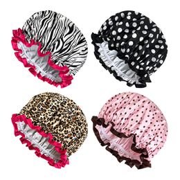 Fashion Printing Shower Cap for Women, Elastic and Reusable Hair Bath Caps, Double Waterproof Layers Hair Cover Bathroom Accessories Shampoo Caps 36 colors
