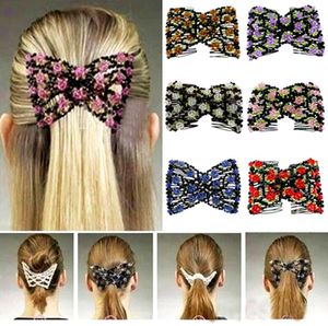 Mode Professionnel Peigne À Cheveux Dames Magique Pinces À Cheveux Perles Élasticité Double Perle Chaîne Pince Extensible Accès Saint Valentin cadeau