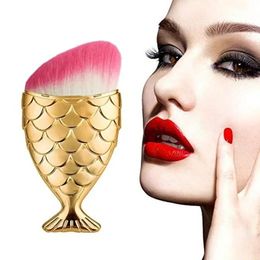 Fashion Professional Women Mermaid Maquillaje Fundación Fundación en polvo Cepillo de pescado Herramientas cosméticas Brochas maquillaje sirena