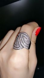 Mode Promise Ring 925 Sterling Silver Mirco Pave 140 stks Diamond Party Wedding Band Ringen voor Dames Vinger Sieraden