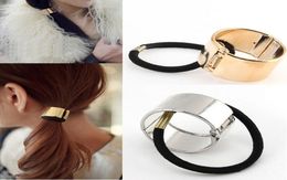 Fashion Promotion Metal Hair Band Round Trendy Punk Metal Hair Cuff Stretch Perse Tail Holder Elastic Rope Band Tie For Women8350474