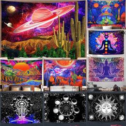 Mode Psychedelic Starry Sky Tapestries 150 * 130cm Fantasy Gedrukt Plant Mushroom Galaxy Space Wall Tapestry Woondecoratie RRA10844