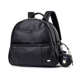 Fashion PU Black Diaper Backpack voor baby grote capaciteit waterdichte zakken luiertas voor moederreiswagen -wandelzak 240508