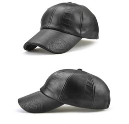 Fashion Pu Leather Baseball Caps Hip Hop Hops Snapback Hat Impression d'hiver CAP pour hommes Femmes Black Coffee Outdoor Sport Casquette 4937150