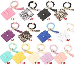 Bracelet en cuir PU Fashion Bracelet Keetchain Party Favend Cadeaux Tassels Bangle Key Ring Holder Carte Sac Silicone Per perle Key1193383