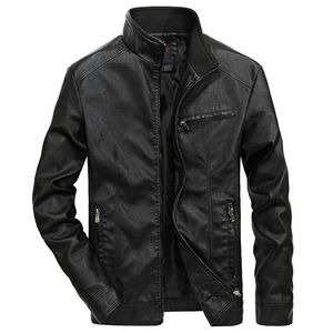 Mode PU Veste En Cuir Hommes Casual Moto Biker Col Montant Polaire En Cuir Manteaux Gradient Couleur Hiver Veste En Cuir Hommes 211111