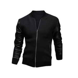 Moda PU cuero Patchwork hombres chaquetas Moto Biker estilo masculino Stand Collar Slim Fit abrigo hombres prendas de vestir exteriores Veste Hommes caliente