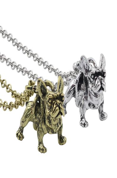 Mode Punk Animal bouledogue français pendentif collier bijoux argent or couleur 2 couleur chien pendentif Long collier pour hommes femmes5455338