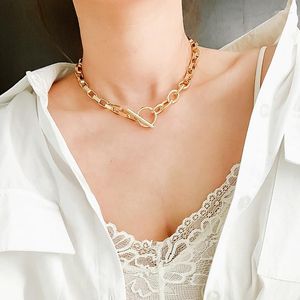 Mode Punk or Rose épais collier pour femmes déclaration chaînes asymétriques bascule Collares 2022 tendance bijoux cadeau